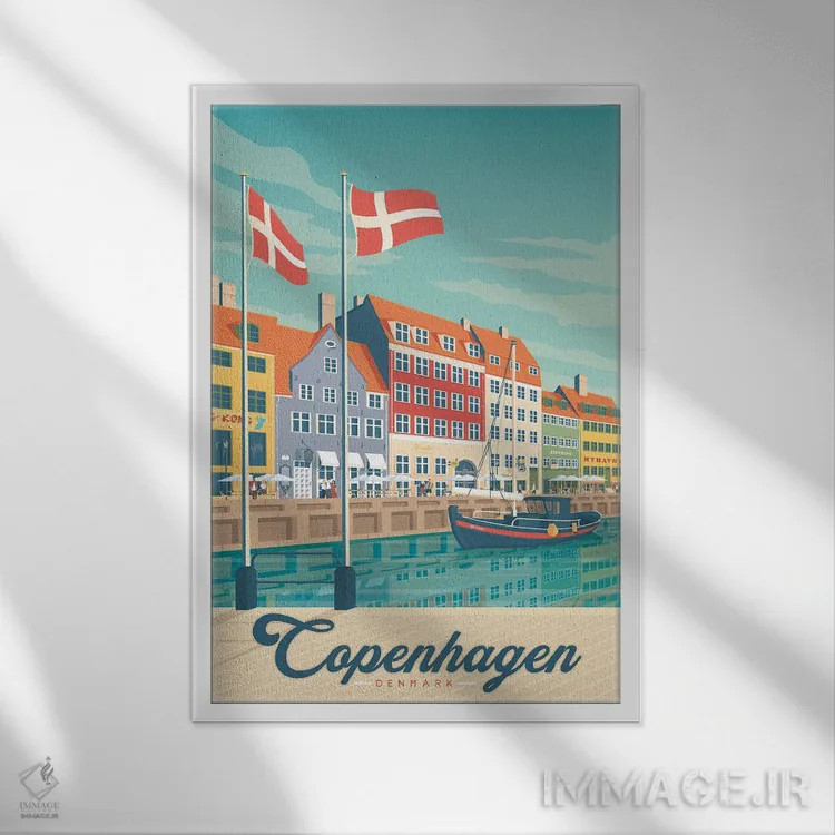 تابلو دکوراتیو تصویر سفر کپنهاگ دانمارک اثر اولا هوپ تراول پوسترز - نمای قابدار سفید