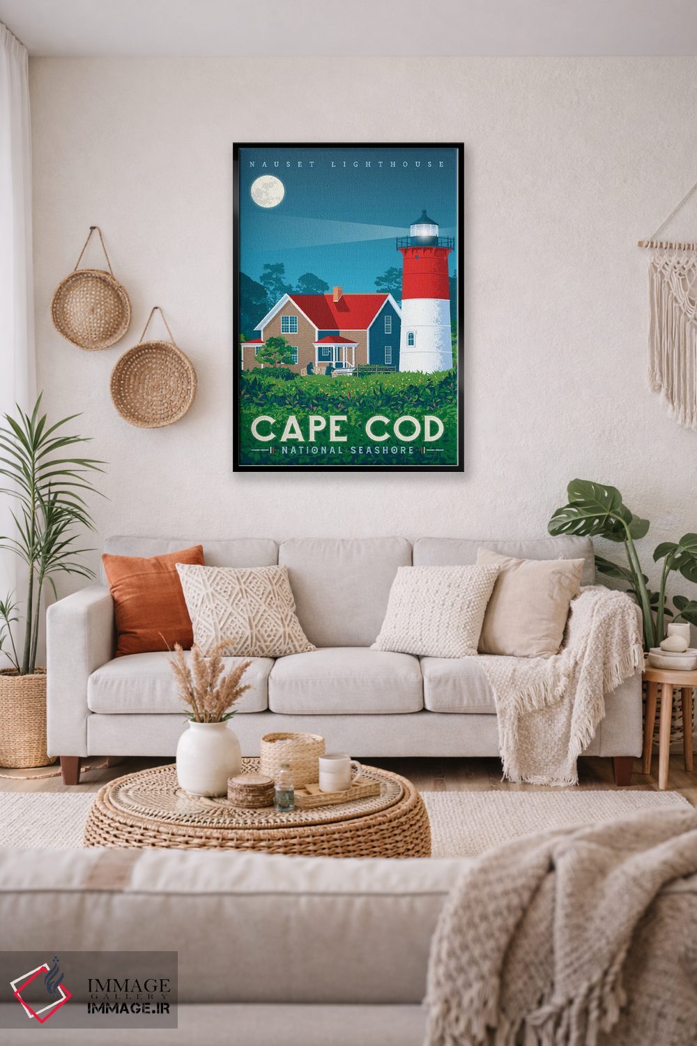 تابلو دکوراتیو تصویر سفر فانوس دریایی ناست کیپ کد آمریکا اثر اولا هوپ تراول پوسترز - D4B