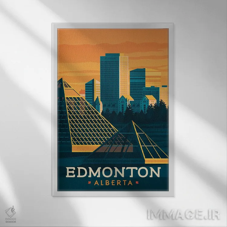 تابلو دکوراتیو ادمونتون آلبرتا کانادا اثر اولا هوپ تراول پوسترز - نمای قابدار سفید