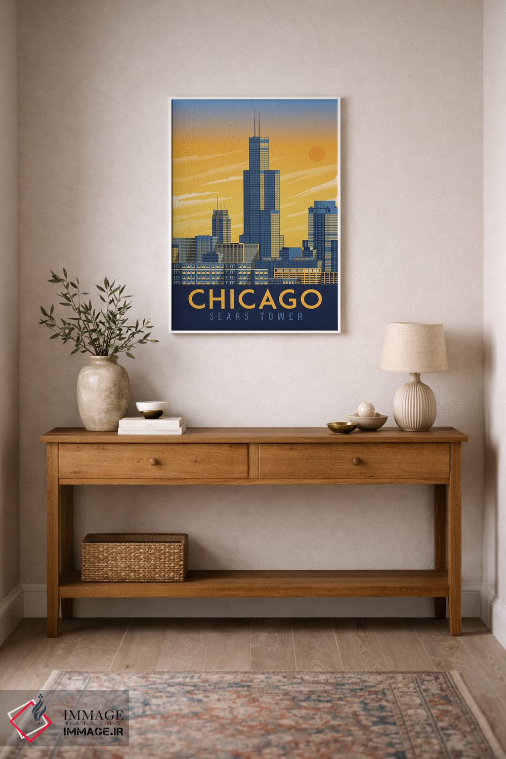 تابلو دکوراتیو تصویر سفر شیکاگو ایلینوی اثر اولا هوپ تراول پوسترز - D1W