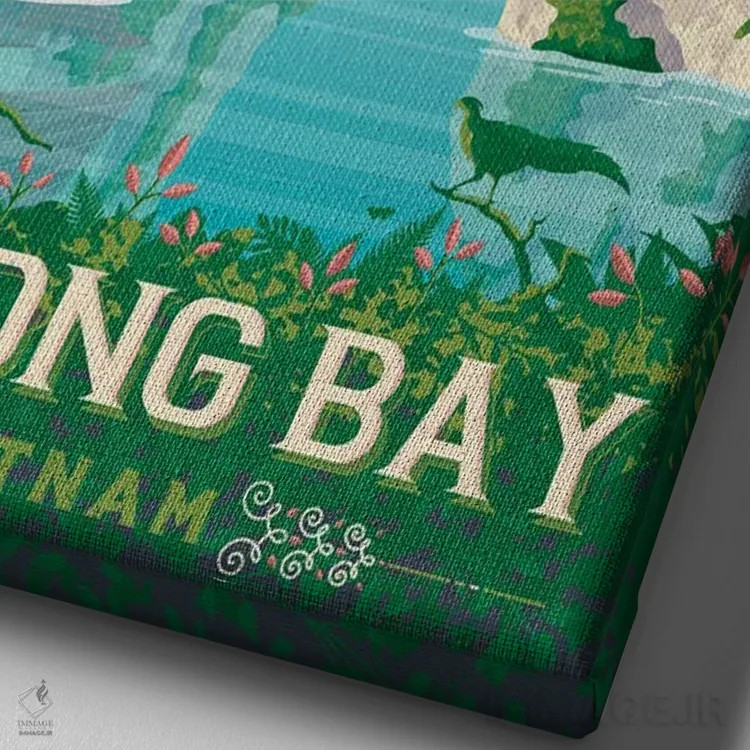 تابلو دکوراتیو خلیج هالونگ ویتنام اثر اولا هوپ تراول پوسترز - نمای نزدیک بافت بوم