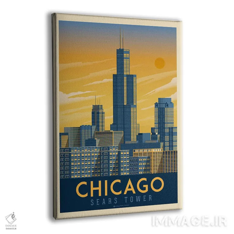 تابلو مدرن شیکاگو ایلینوی اثر اولا هوپ تراول پوسترز - نمای پرسپکتیو محصول