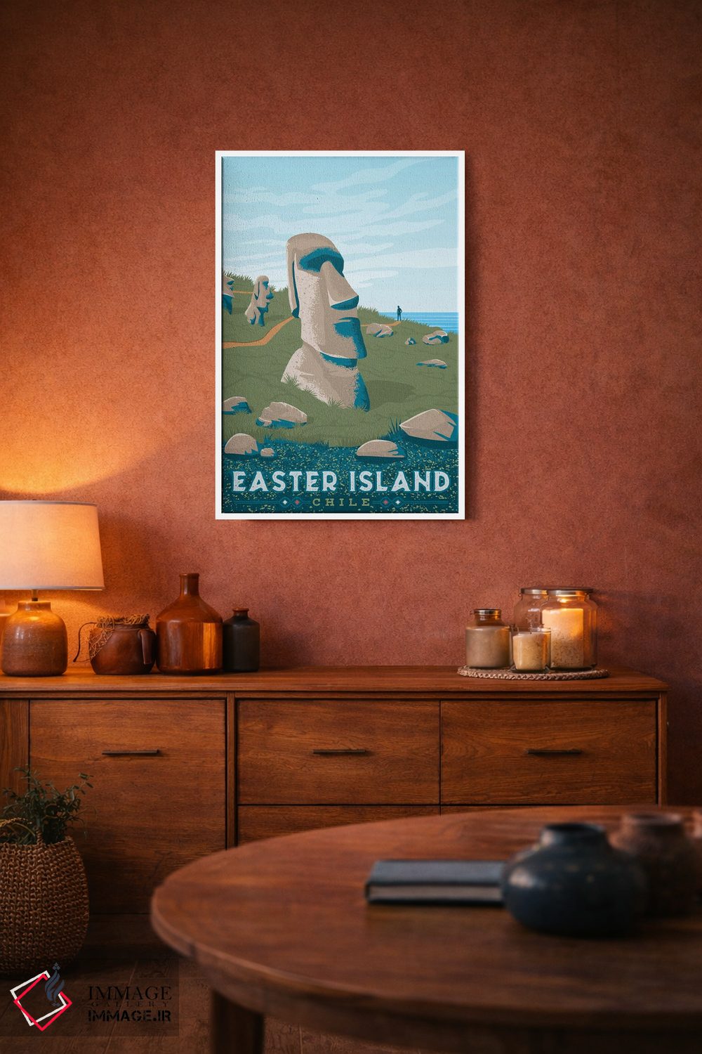 تابلو دکوراتیو جزیره ایستر شیلی اثر اولا هوپ تراول پوسترز - D3W