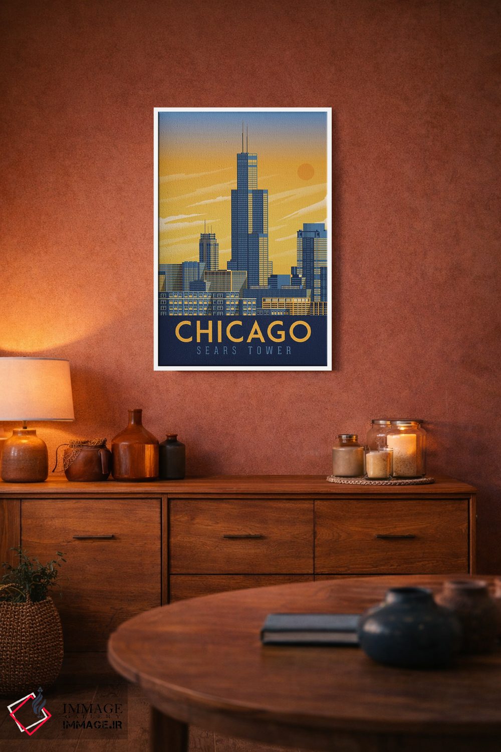 تابلو دکوراتیو تصویر سفر شیکاگو ایلینوی اثر اولا هوپ تراول پوسترز - D3W