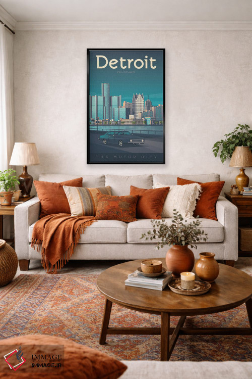 تابلو دکوراتیو تصویر سفر دیترویت میشیگان اثر اولا هوپ تراول پوسترز - D3B