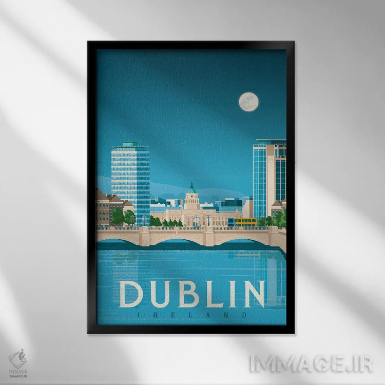 تابلو دکوراتیو دوبلین ایرلند اثر اولا هوپ تراول پوسترز - نمای قابدار مشکی