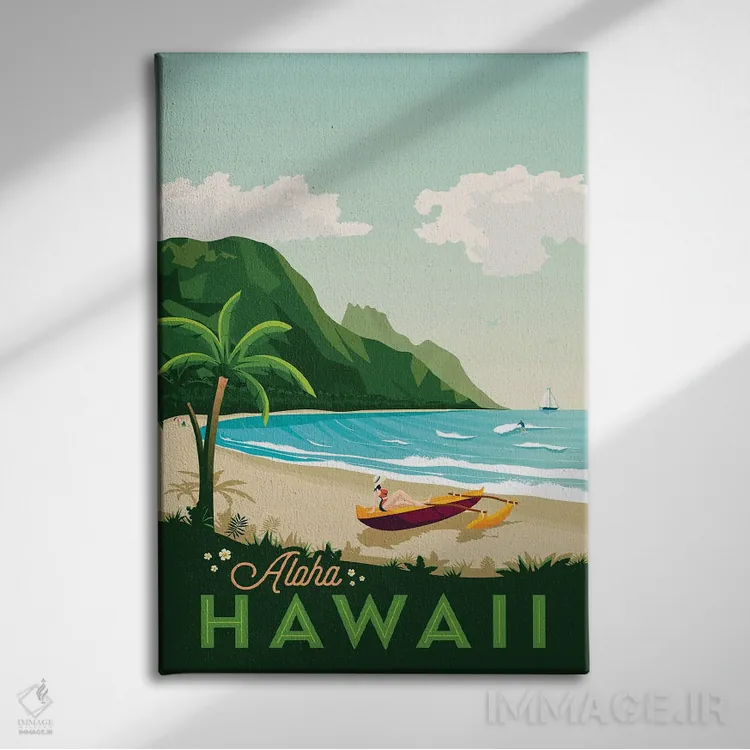 تابلو دکوراتیو جزیره هاوایی ایالات متحده اثر اولا هوپ تراول پوسترز - نمای روبهرو روی دیوار