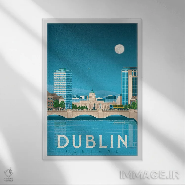 تابلو دکوراتیو دوبلین ایرلند اثر اولا هوپ تراول پوسترز - نمای قابدار سفید