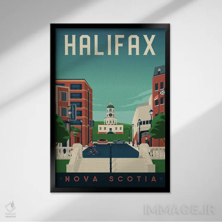 تابلو دکوراتیو هلیفاکس نوا اسکوشیا کانادا اثر اولا هوپ تراول پوسترز - نمای قابدار مشکی