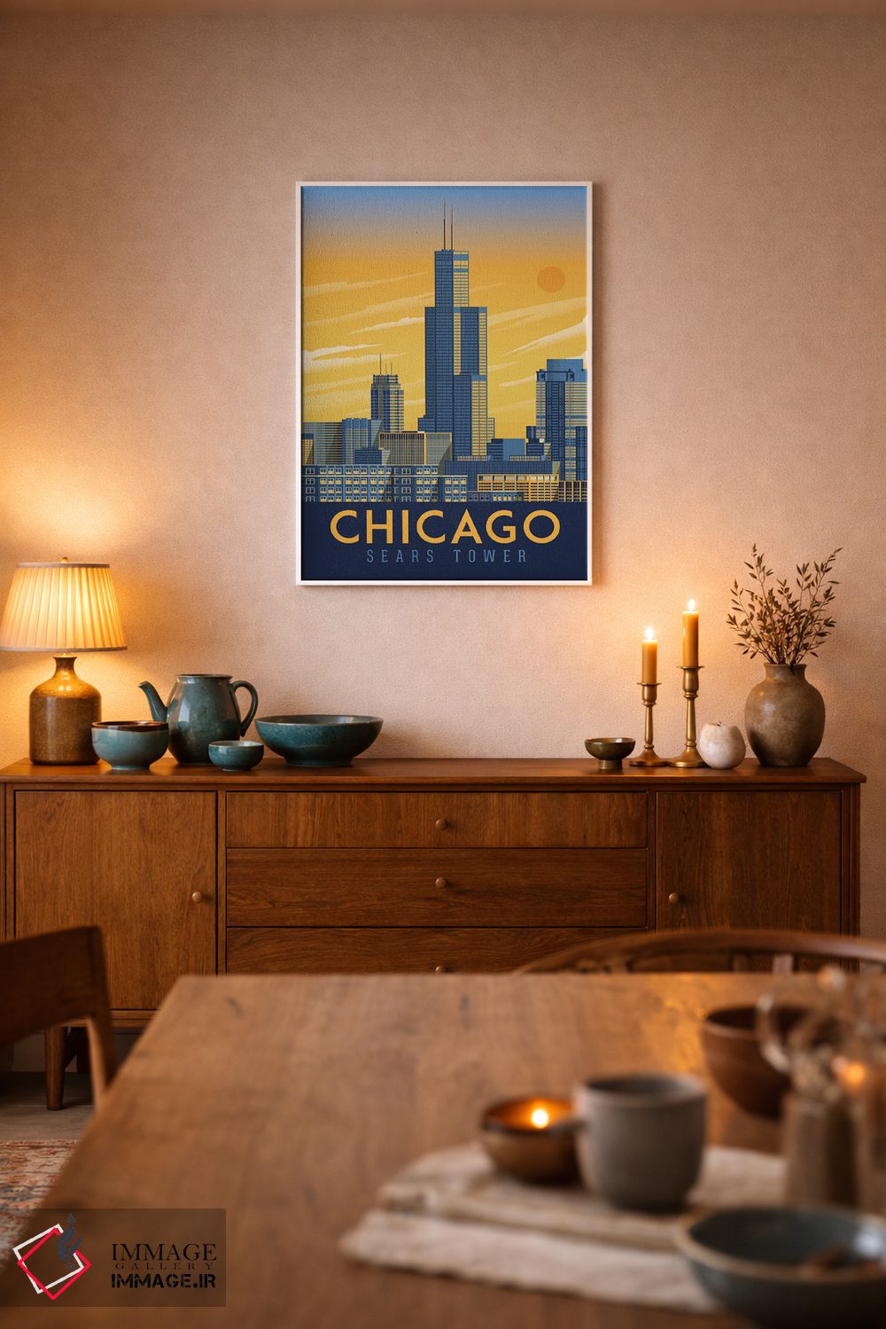 تابلو دکوراتیو تصویر سفر شیکاگو ایلینوی اثر اولا هوپ تراول پوسترز - D5W