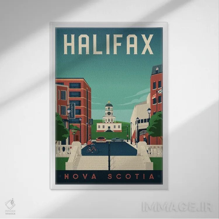 تابلو دکوراتیو هلیفاکس نوا اسکوشیا کانادا اثر اولا هوپ تراول پوسترز - نمای قابدار سفید
