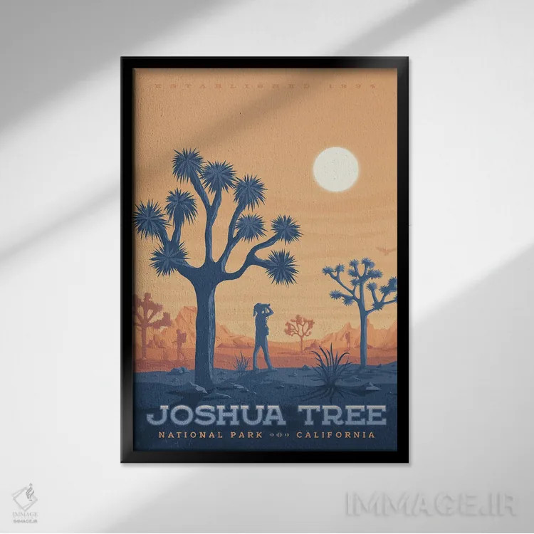 تابلو دکوراتیو پارک ملی جوشوا تری ایالات متحده اثر اولا هوپ تراول پوسترز - نمای قابدار مشکی