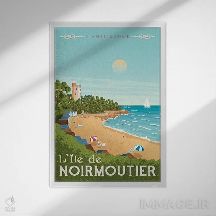 تابلو دکوراتیو جزیره نویرموتیه فرانسه اثر اولا هوپ تراول پوسترز - نمای قابدار سفید