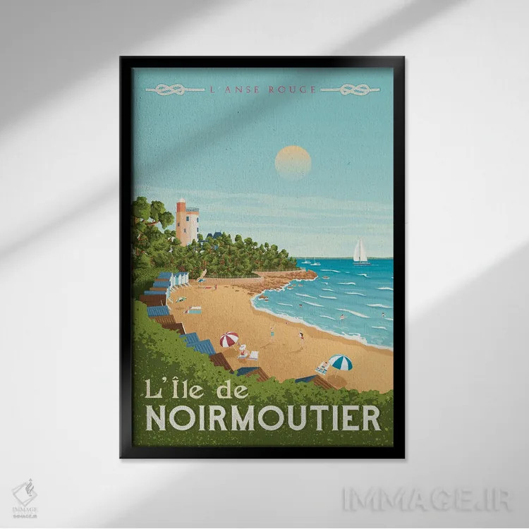 تابلو دکوراتیو جزیره نویرموتیه فرانسه اثر اولا هوپ تراول پوسترز - نمای قابدار مشکی