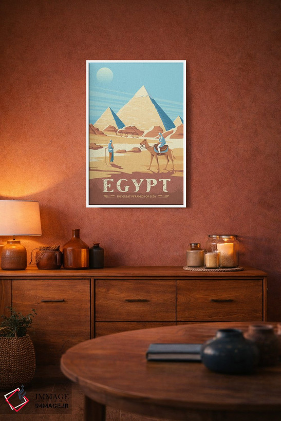 تابلو دکوراتیو مصر اهرام جیزه اثر اولا هوپ تراول پوسترز - D3W