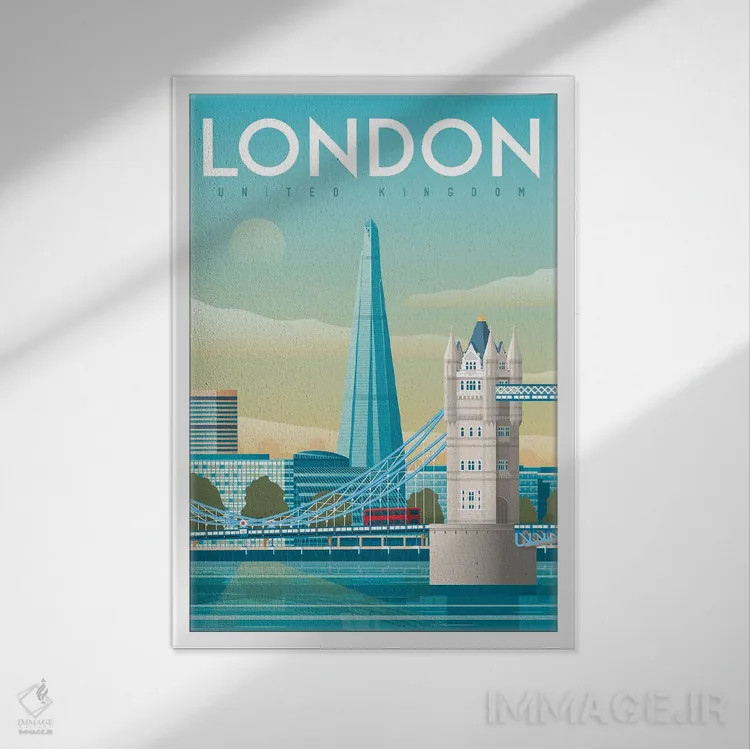 تابلو دکوراتیو لندن برج پل انگلستان اثر اولا هوپ تراول پوسترز - نمای قابدار سفید