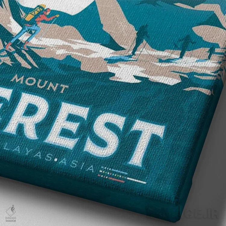 تابلو دکوراتیو کوه اورست هیمالیا آسیا اثر اولا هوپ تراول پوسترز - نمای نزدیک بافت بوم