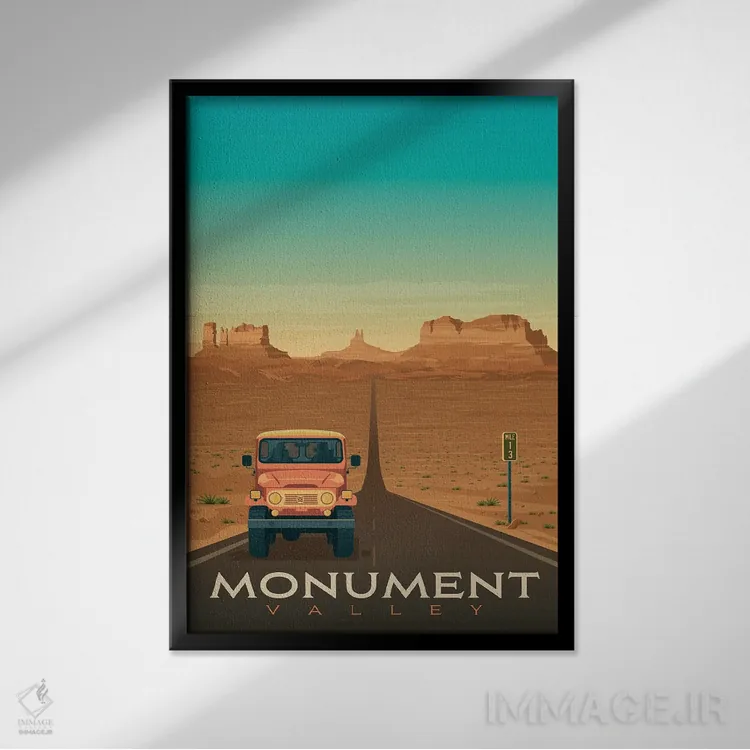 تابلو دکوراتیو پارک ملی دره مونومنت ایالات متحده اثر اولا هوپ تراول پوسترز - نمای قابدار مشکی