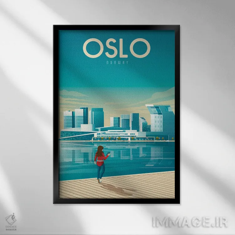 تابلو دکوراتیو اسلو نروژ اثر اولا هوپ تراول پوسترز - نمای قابدار مشکی