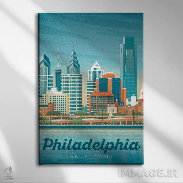 تابلو دکوراتیو فیلادلفیا پنسیلوانیا ایالات متحده اثر اولا هوپ تراول پوسترز - نمای روبهرو روی دیوار