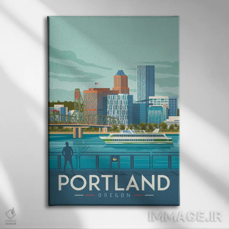 تابلو دکوراتیو پورتلند اورگن ایالات متحده اثر اولا هوپ تراول پوسترز - نمای روبهرو روی دیوار