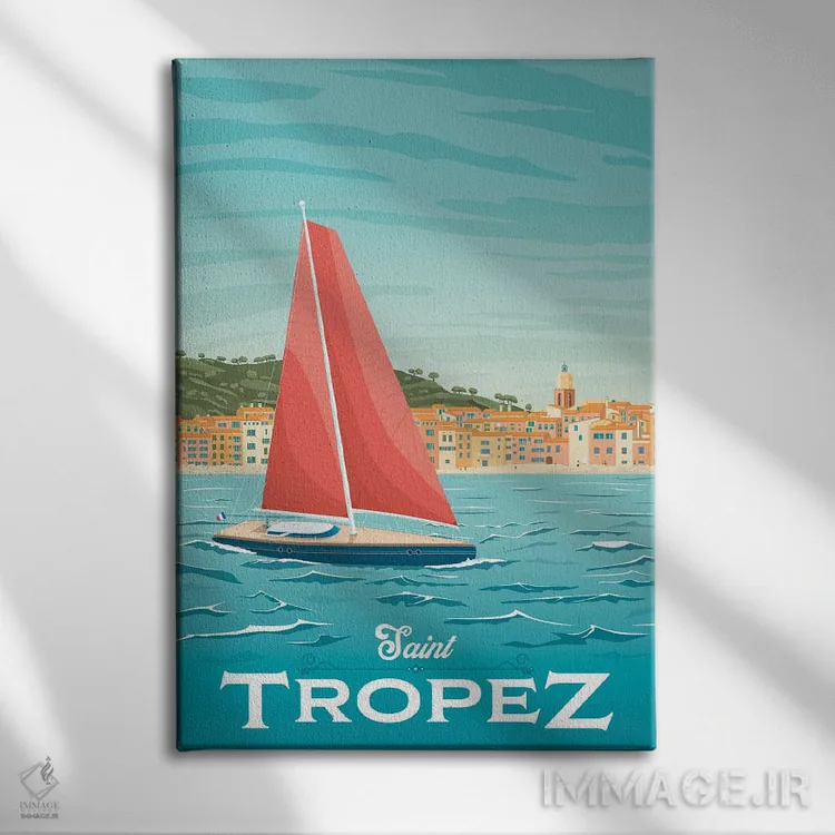 تابلو دکوراتیو سن تروزه ریویرا فرانسه اثر اولا هوپ تراول پوسترز - نمای روبهرو روی دیوار