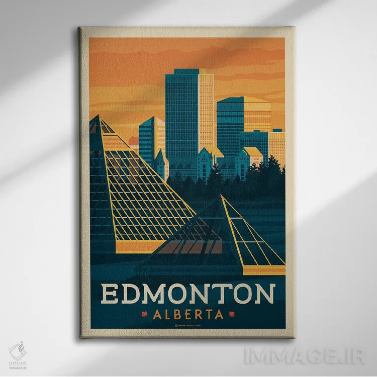 تابلو مدرن ادمونتون کانادا اثر اولا هوپ تراول پوسترز - نمای روبهرو روی دیوار