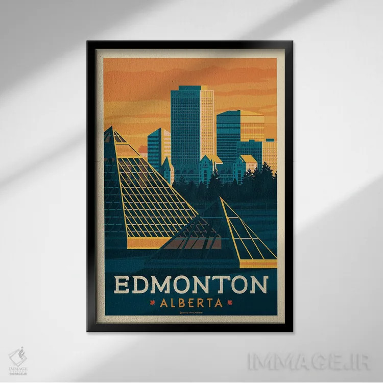 تابلو مدرن ادمونتون کانادا اثر اولا هوپ تراول پوسترز - نمای قابدار مشکی