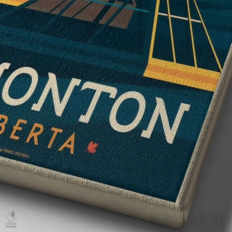 تابلو مدرن ادمونتون کانادا اثر اولا هوپ تراول پوسترز - نمای نزدیک بافت بوم