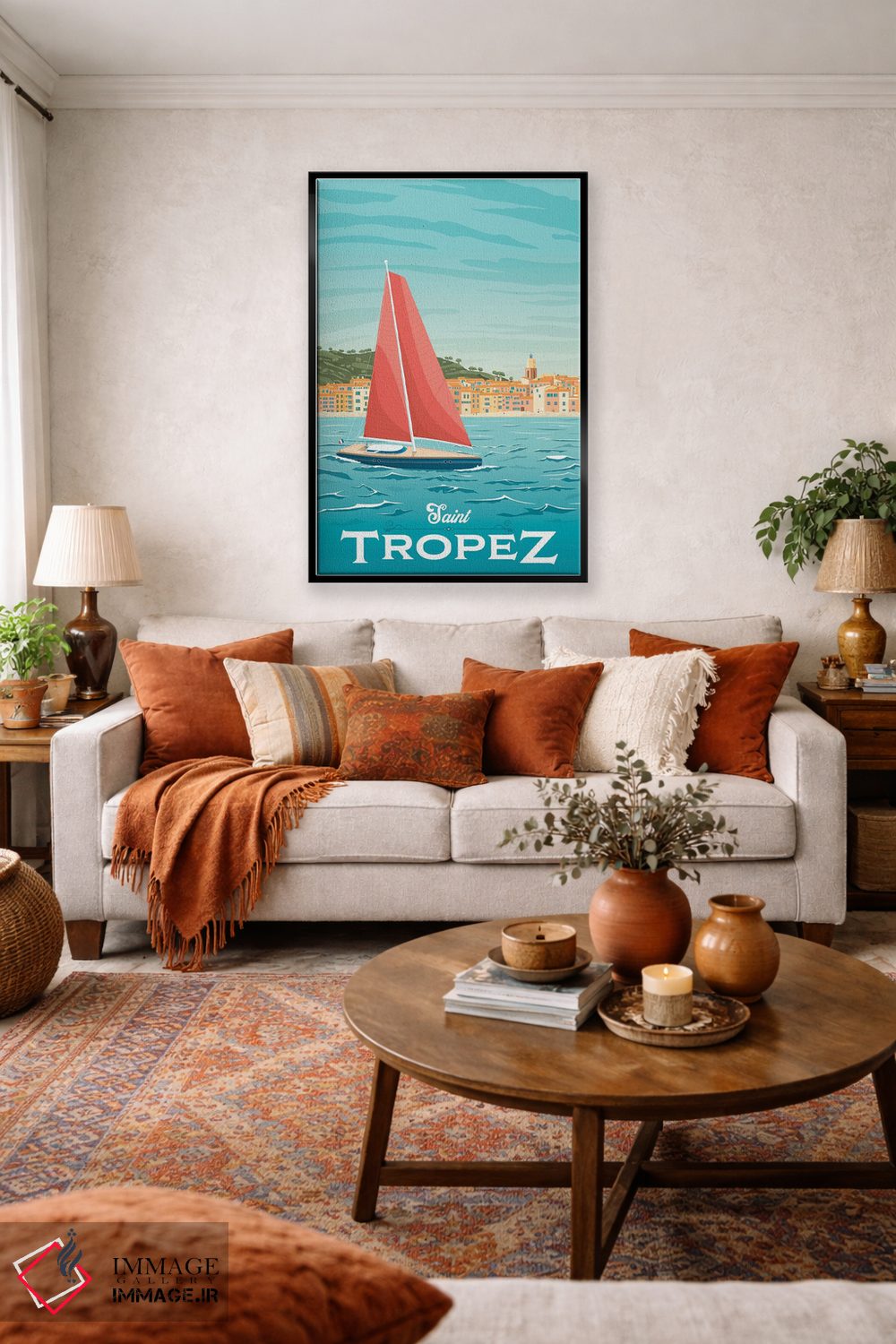 تابلو دکوراتیو سن تروزه ریویرا فرانسه اثر اولا هوپ تراول پوسترز - D4B