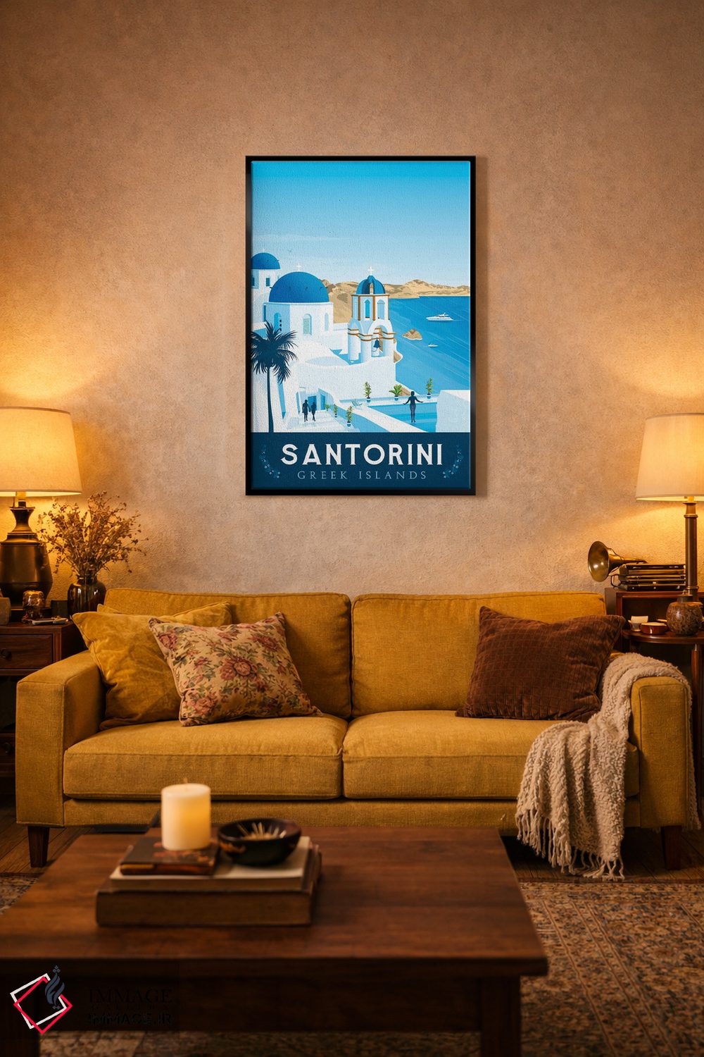 تابلو دکوراتیو سانتورینی یونان اثر اولا هوپ تراول پوسترز - D2B