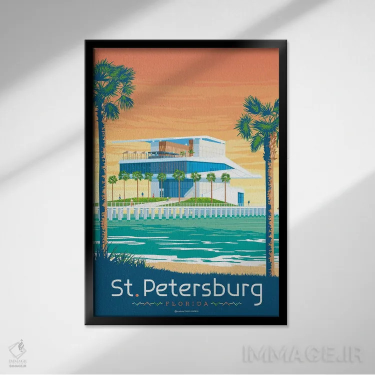 تابلو دکوراتیو سنت پیترزبورگ فلوریدا ایالات متحده اثر اولا هوپ تراول پوسترز - نمای قابدار مشکی