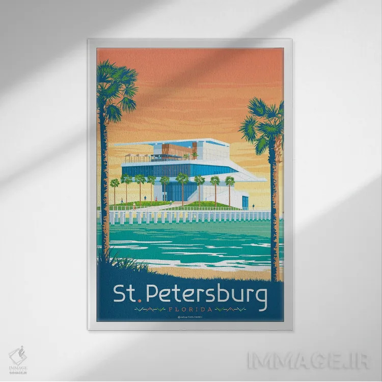 تابلو دکوراتیو سنت پیترزبورگ فلوریدا ایالات متحده اثر اولا هوپ تراول پوسترز - نمای قابدار سفید