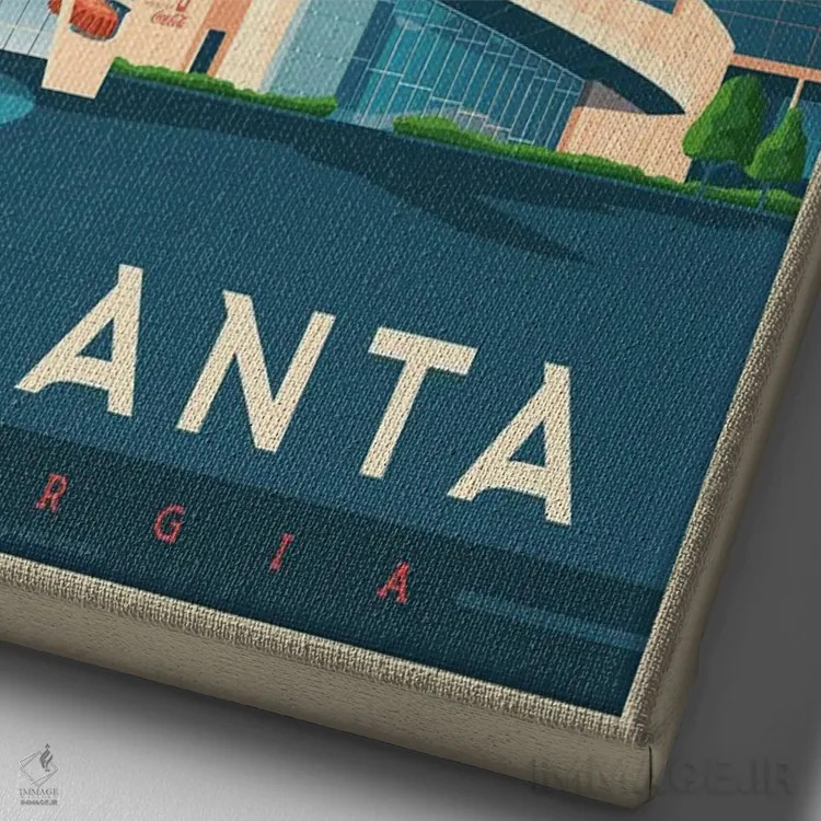 تابلو مدرن پوستر سفر آتلانتا جورجیا اثر اولا هوپ تراول پوسترز - نمای نزدیک بافت بوم