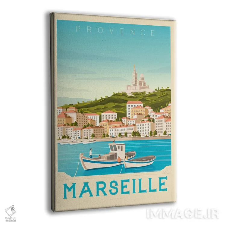 تابلو مدرن پوستر سفر مارسی فرانسه اثر اولا هوپ تراول پوسترز - نمای پرسپکتیو محصول