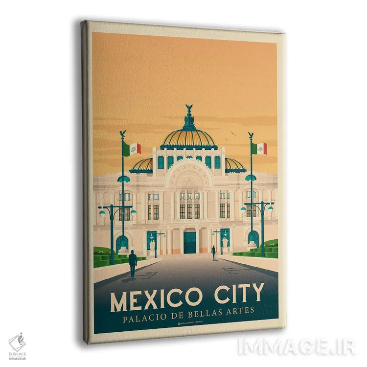 تابلو مدرن پوستر سفر به مکزیکوسیتی اثر اولا هوپ تراول پوسترز - نمای پرسپکتیو محصول