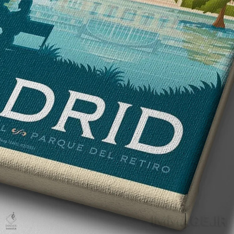 تابلو مدرن پوستر سفر مادرید اسپانیا اثر اولا هوپ تراول پوسترز - نمای نزدیک بافت بوم