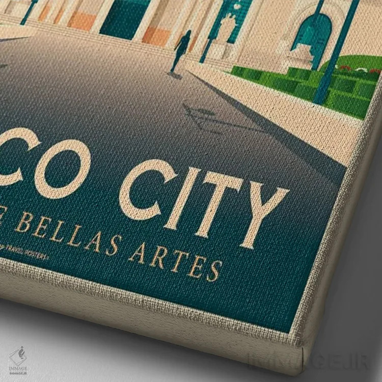 تابلو مدرن پوستر سفر به مکزیکوسیتی اثر اولا هوپ تراول پوسترز - نمای نزدیک بافت بوم