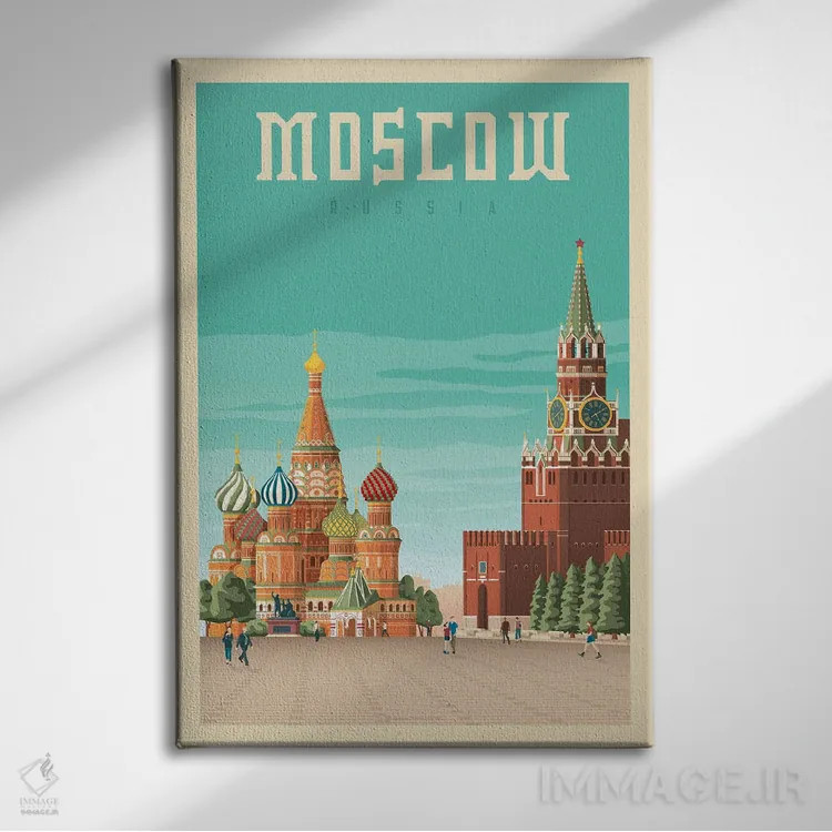 تابلو مدرن پوستر سفر مسکو روسیه اثر اولا هوپ تراول پوسترز - نمای روبهرو روی دیوار