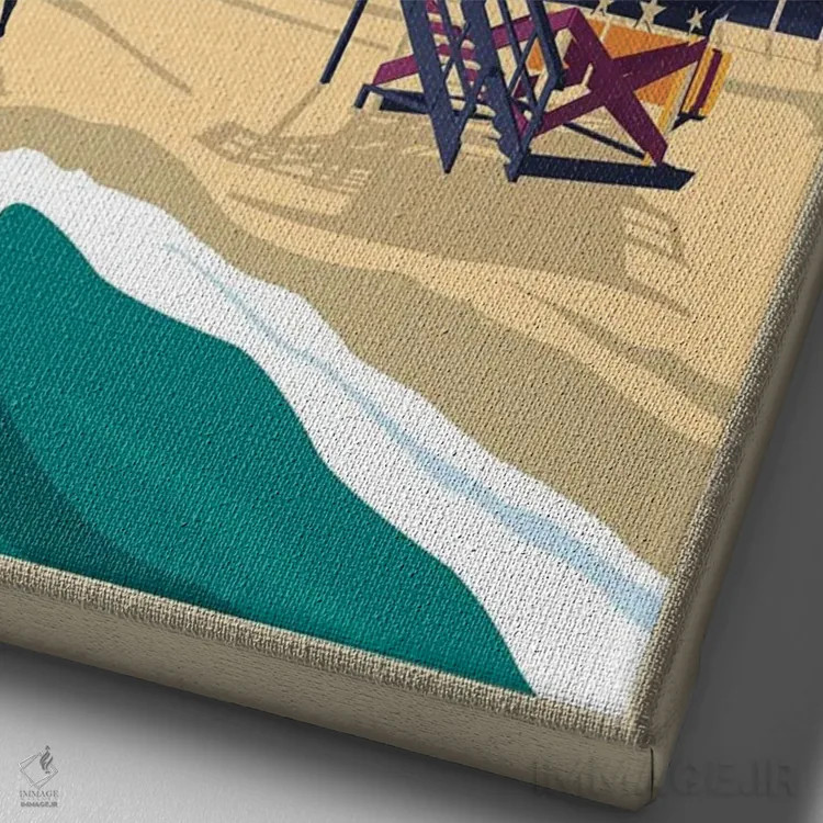 تابلو مدرن پوستر سفر میامی فلوریدا اثر اولا هوپ تراول پوسترز - نمای نزدیک بافت بوم