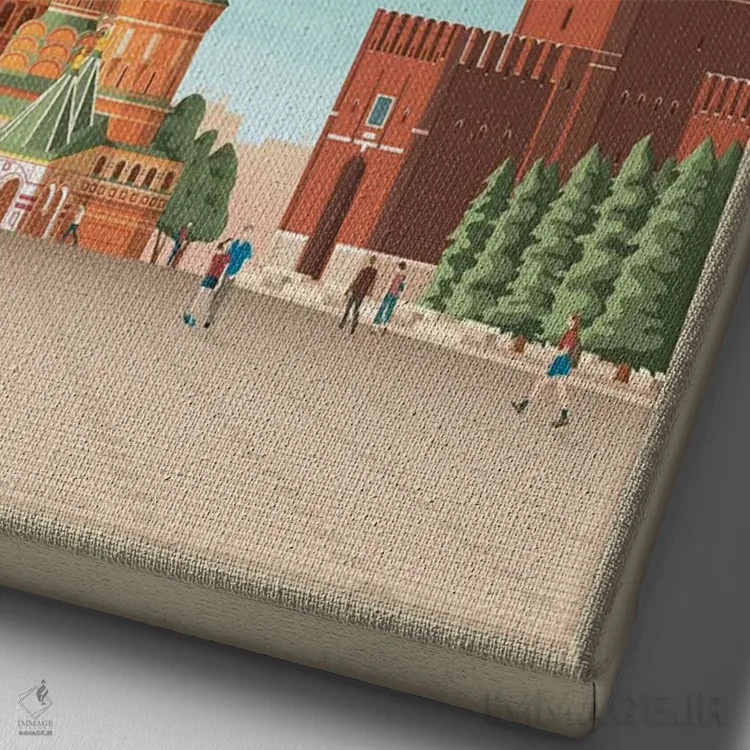 تابلو مدرن پوستر سفر مسکو روسیه اثر اولا هوپ تراول پوسترز - نمای نزدیک بافت بوم