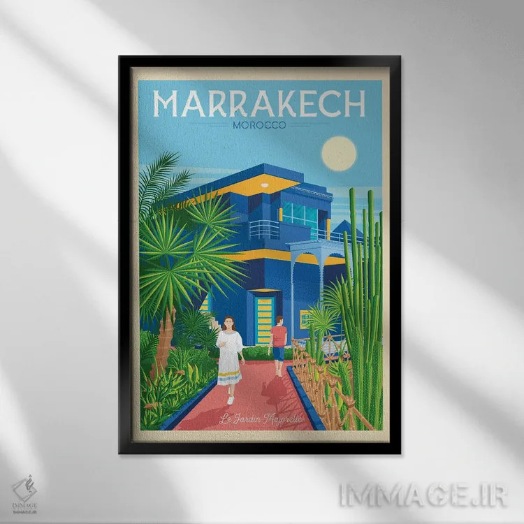 تابلو مدرن پوستر سفر مراکش مراکش اثر اولا هوپ تراول پوسترز - نمای قابدار مشکی