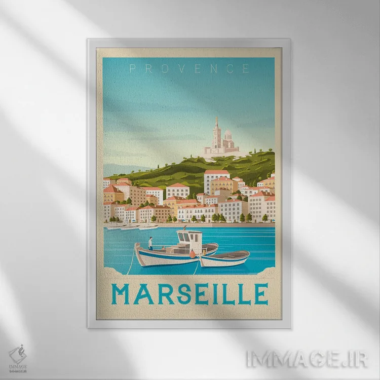تابلو مدرن پوستر سفر مارسی فرانسه اثر اولا هوپ تراول پوسترز - نمای قابدار سفید