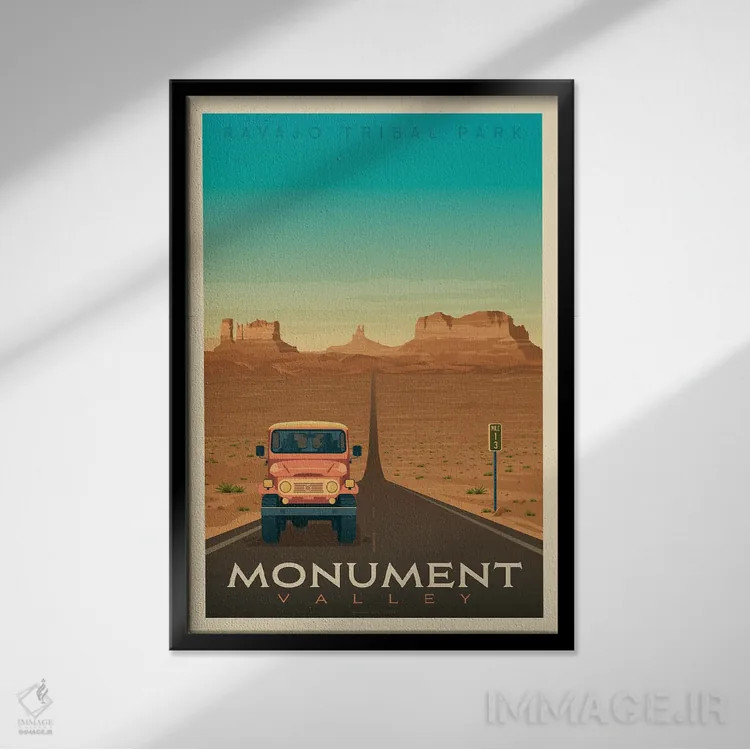 تابلو مدرن پوستر سفر به پارک ملی دره مونومنت اثر اولا هوپ تراول پوسترز - نمای قابدار مشکی