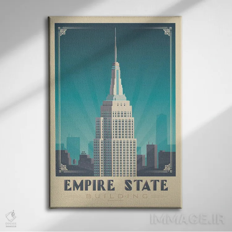 تابلو مدرن پوستر سفر به ساختمان امپایر استیت نیویورک اثر اولا هوپ تراول پوسترز - نمای روبهرو روی دیوار