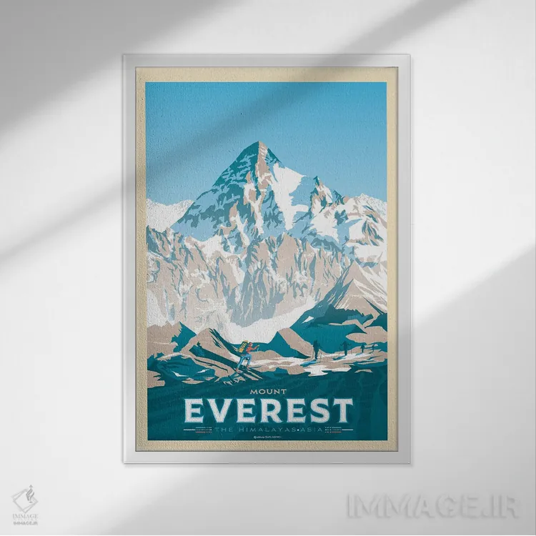 تابلو مدرن پوستر سفر به کوه اورست اثر اولا هوپ تراول پوسترز - نمای قابدار سفید