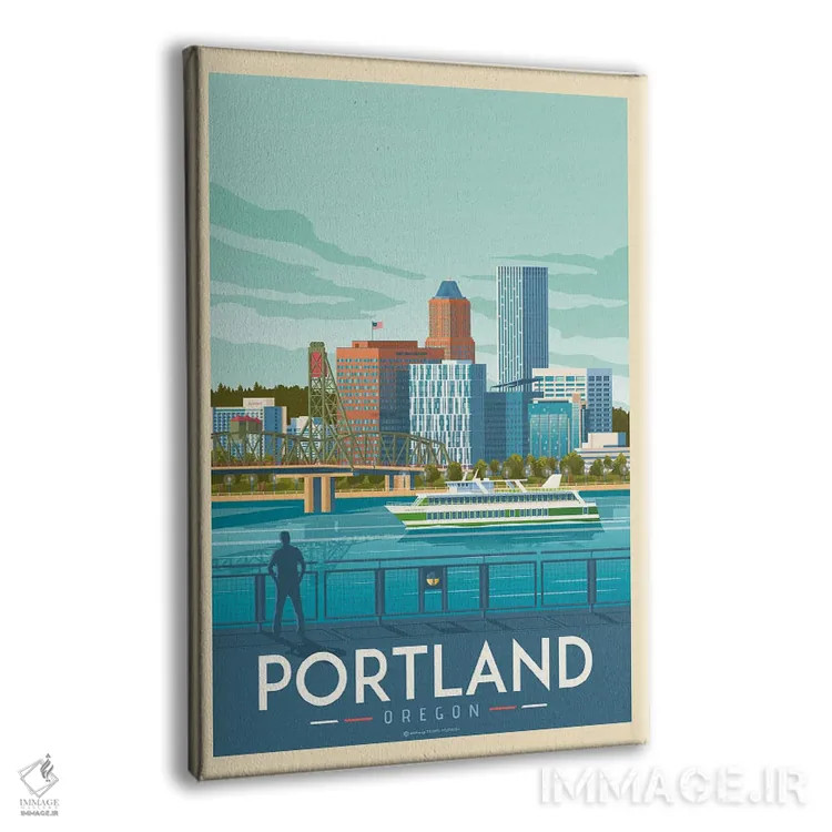 تابلو مدرن پوستر سفر پورتلند اورگن اثر اولا هوپ تراول پوسترز - نمای پرسپکتیو محصول