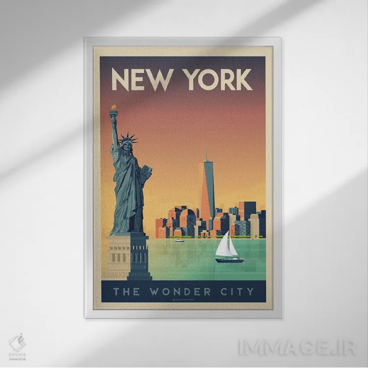 تابلو مدرن پوستر سفر نیویورک اثر اولا هوپ تراول پوسترز - نمای قابدار سفید