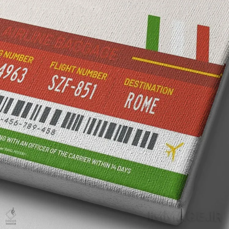 تابلو مدرن پوستر سفر با برچسب فرودگاه رم اثر اولا هوپ تراول پوسترز - نمای نزدیک بافت بوم