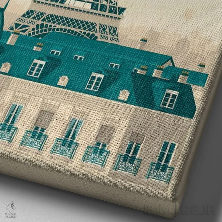 تابلو مدرن پوستر سفر به برج ایفل پاریس فرانسه اثر اولا هوپ تراول پوسترز - نمای نزدیک بافت بوم